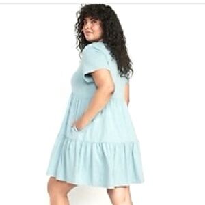 🆕 Old Navy | Short-Sleeve Tiered Mini Swing Dress, Geyser Blue